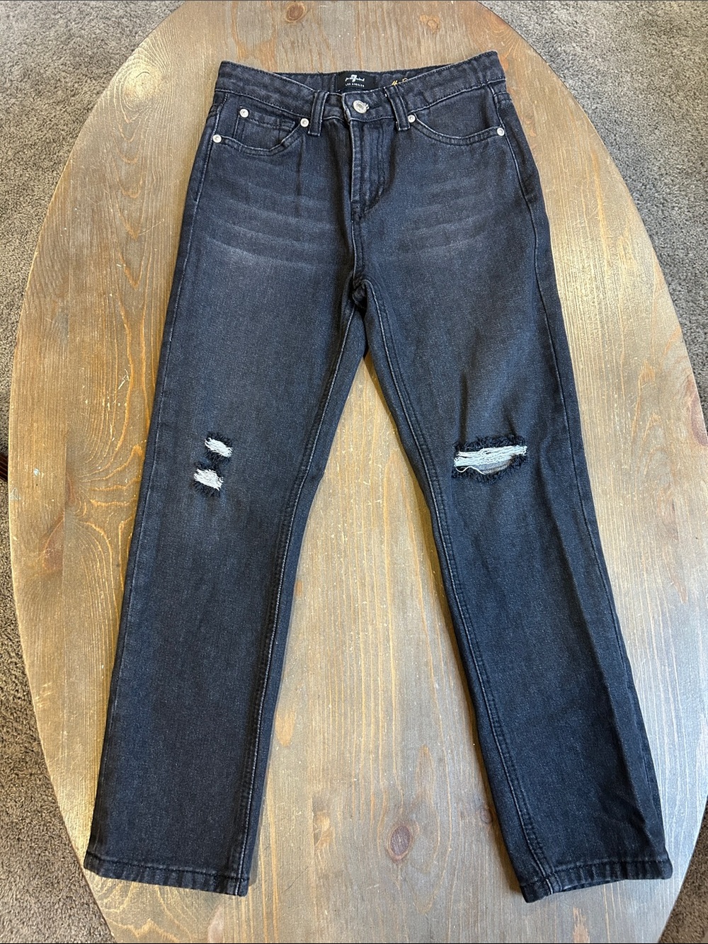 7 For All Mankind Black Distressed Kids Jeans